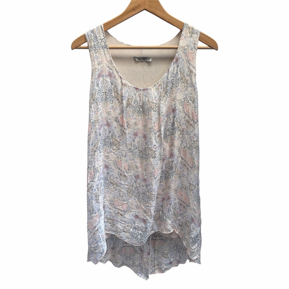 Elena Baldi Italy Silk Sleeveless High Low, Floral Top Size L